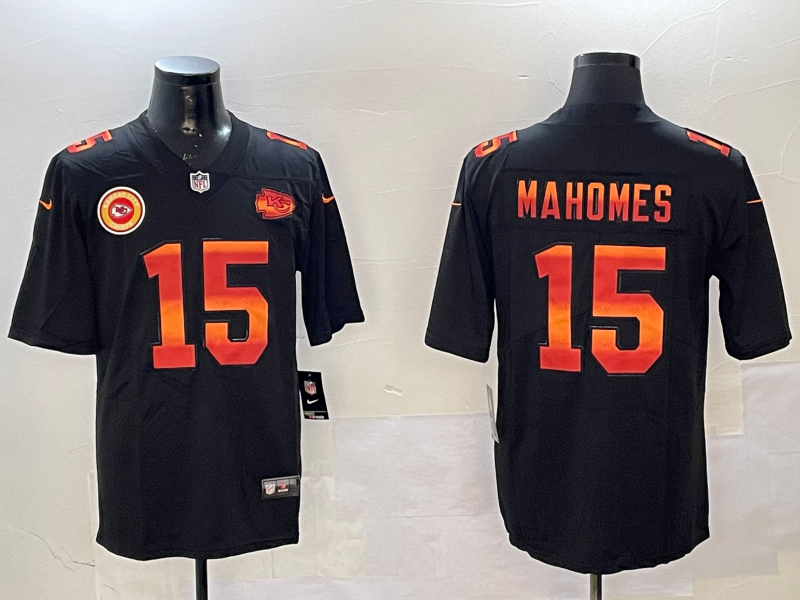 Men Kansas City Chiefs 15 Mahomes black Rainbow 2025 Nike Limited NFL Jersey
